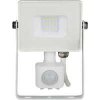 LED Bouwlamp 10 Watt met Sensor - LED Schijnwerper - Viron Dana - Warm Wit 3000K - Mat Wit - Aluminium - SAMSUNG LEDs - thumbnail