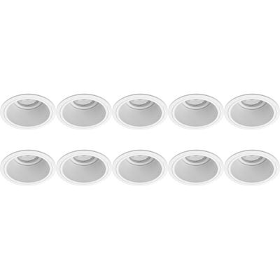 Ronde Aluminium Inbouwspot Armatuur Set 10x GU10 - Ø90mm - Wit