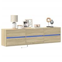 Tv-wandmeubel met LED-verlichting 180x31x45 cm sonoma eiken - thumbnail