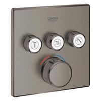 Inbouwkraan GROHE Grohtherm Smart Control Thermostaatkraan met 3-weg Omstelling Vierkant Hard Graphite Geborsteld - thumbnail