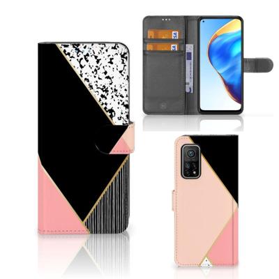 Xiaomi Mi 10T Pro | Mi 10T | Book Case | Zwart Roze Vormen