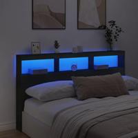Hoofdbordkast met LED-verlichting 180x17x102 cm zwart - thumbnail