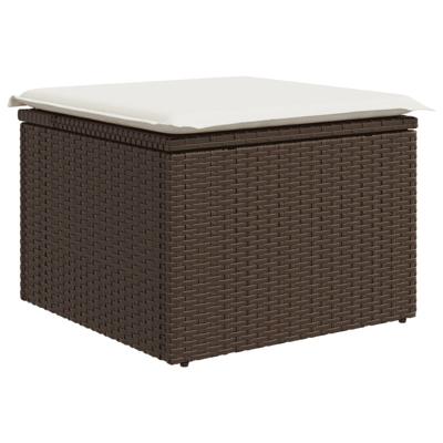 4-delige Loungeset met kussens poly rattan bruin - thumbnail