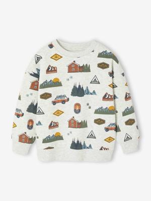 Sweater met print voor jongens gemêleerd beige