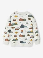 Sweater met print voor jongens gemêleerd beige - thumbnail