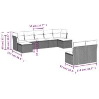 9-delige Loungeset met kussens poly rattan zwart - thumbnail