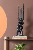 Candle Holder Twisted Ceramic Black - thumbnail