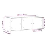 Wandkast met glazen deuren 102x37x35 cm sonoma eikenkleurig - thumbnail