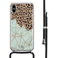 iPhone X/XS hoesje met koord - Luipaard marmer mint - thumbnail