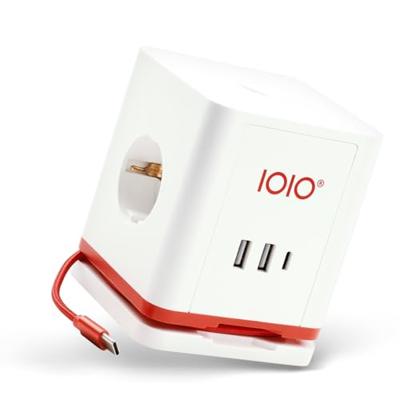 IOIO contactdoos SW1000, 3 stopcontacten en 3 USB-poorten, kubus, wit