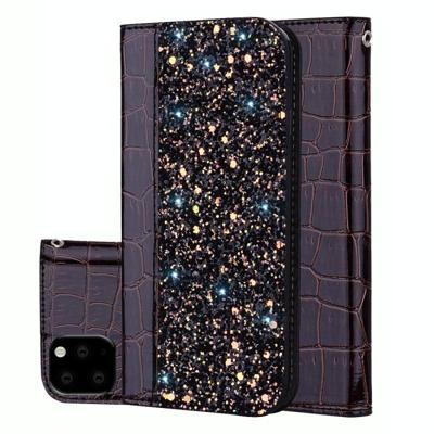 Krokodil textuur glitter poeder horizontale Flip lederen draagtas met kaartsleuven & houder voor iPhone 11 Pro (zwart) Krokodil textuur glitter poeder horizontale Flip lederen draagtas met kaartsleuven & houder voor iPhone 11 Pro (zwart)