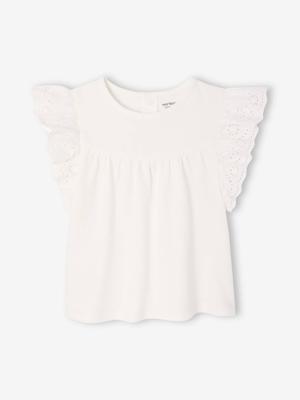 Babyshirt met mouwen van Engels borduurwerk ecru Babyshirt met mouwen van Engels borduurwerk ecru