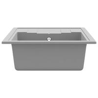 VidaXL Gootsteen met overloopgat ovaal graniet grijs - thumbnail