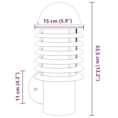 VidaXL Buitenwandlamp roestvrij staal zwart VidaXL Buitenwandlamp roestvrij staal zwart
