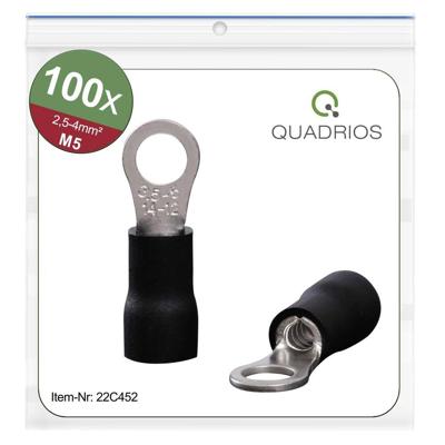 Quadrios 22C452 Ringkabelschoen Dwarsdoorsnede (max.): 4.0 mm² Schachtdiameter: 5.3 mm Deels geïsoleerd Zwart 1 set(s)