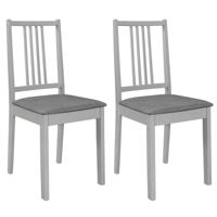 VidaXL Eetkamerstoelen met kussens 2 st massief hout grijs - thumbnail