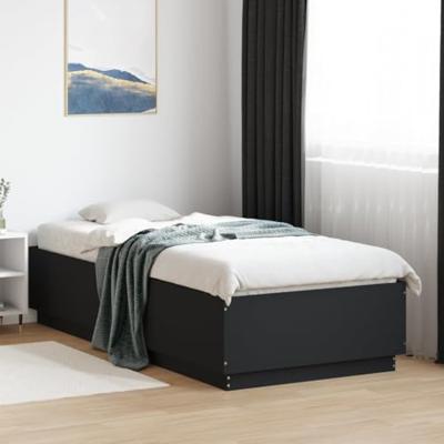 Bedframe met LED-verlichting bewerkt hou zwart 100x200 cm