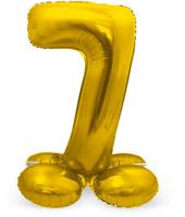 Goudkleurig Folieballon Cijfer 7 Op Standaard (72 cm) - thumbnail