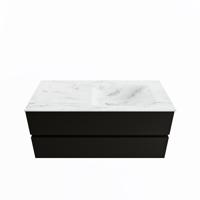 MONDIAZ VICA-DLUX 110cm badmeubel onderkast Urban 2 lades. Inbouw wastafel CLOUD rechts 1 kraangat, kleur Opalo. - thumbnail