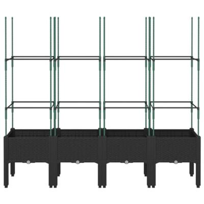 VidaXL Plantenbak met latwerk 160x40x142,5 cm polypropeen zwart VidaXL Plantenbak met latwerk 160x40x142,5 cm polypropeen zwart