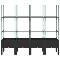 Plantenbak met latwerk 160x40x142,5 cm polypropeen zwart - thumbnail