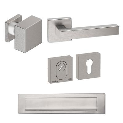 Hardbrass Voordeurset Quadro 60 vierkant SKG3 met kerntrekbeveiliging - RVS Hardbrass Voordeurset Quadro 60 vierkant SKG3 met kerntrekbeveiliging - RVS