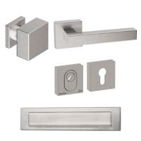 Hardbrass Voordeurset Quadro 60 vierkant SKG3 met kerntrekbeveiliging - RVS - thumbnail