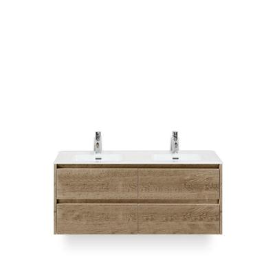 Dante Badmeubelset 120 cm - 4 laden Natuur Eiken - Keramische Wastafel Wit Cover