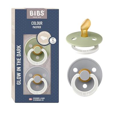 BIBS Glow Fopspeen 0-6 Maanden Anatomic Sage/Cloud