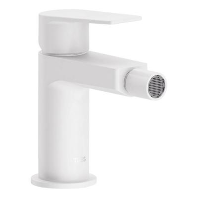 Bidetmengkraan Tres Project 1-Hendel Uitloop Recht 8,5 cm Rond Mat Wit