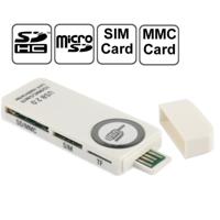 USB universeel Card Reader, ondersteuning voor SD / MMC /SIM / TF kaart (schrijven) wit - thumbnail