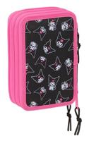Driedubbele Pennenzak Kuromi Zwart Fuchsia 12,5 x 19,5 x 5,5 cm 37 Onderdelen - thumbnail