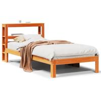 Bedframe zonder matras massief grenenhout wasbruin 90x190 cm - thumbnail