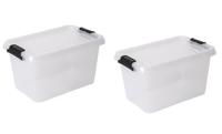 Opbergboxen met deksel 11,3 liter kunststof transparant 40 x 30 x 17 cm set van 2 stuks - thumbnail