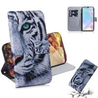 Tiger patroon gekleurde tekening horizontale Flip lederen case voor Huawei P30 met houder & card slots & portemonnee - thumbnail