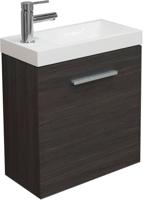 Saqu Estate voorgemonteerd fonteinmeubel in Houtnerf grijs met witte fontein links/rechts - thumbnail