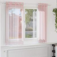Gordijnen voile met doorvoertules 2 st 140x175 cm lichtroze - thumbnail