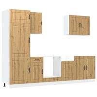 7-delige Keukenkastenset Kalmar bewerkt hout artisanaal eiken - thumbnail
