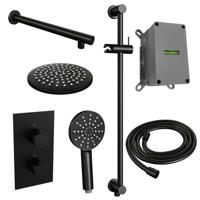 Inbouw Regendouche Set Brauer Black Edition Wanduitloop Ronde Hoofddouche 20 cm Met Glijstang en Handdouche 3 Standen Mat Zwart Brauer - thumbnail