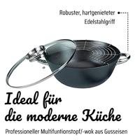 5-delige multifunctionele wok - GSW - 860956 - Gegoten staal - 32 cm - Geschikt voor alle kookplaten, inclusief inductie - thumbnail