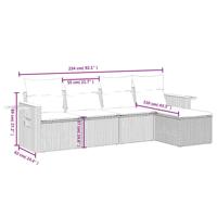 5-delige Loungeset met kussens poly rattan zwart - thumbnail
