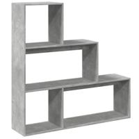 Kamerscherm / boekenkast 3-laags 123x29x123 cm hout betongrijs - thumbnail