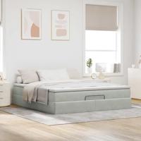 Ottoman bed met matras 160x200cm fluweel lichtgrijs - thumbnail