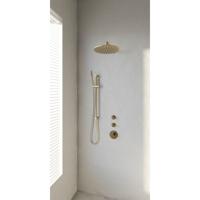 Regendoucheset Inbouw Brauer Gold Edition Thermostatisch 30 cm met Gebogen Wandarm, Glijstang en Handdouche Staaf Losse Stopkranen Geborsteld Goud - thumbnail