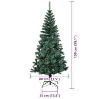 VidaXL Kunstmatig voorverlicht kerstboom groen 150 cm pvc en metaal - thumbnail
