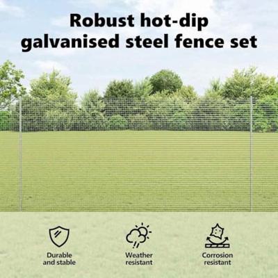 VidaXL Hek met paal zilver 1,5 x 10 m staal