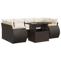 7-delige Loungeset met kussens poly rattan bruin - thumbnail