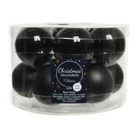 Kerstballen Glas Ø5cm Zwart 12st - thumbnail