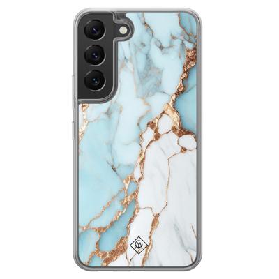 Samsung Galaxy S22 hybride hoesje - Marmer lichtblauw