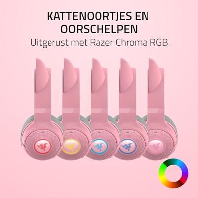 RAZER Kraken Kitty BT V2 Over Ear koptelefoon Bluetooth Stereo Kwarts, Pink Gamen